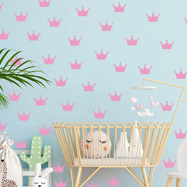 New Style Crown Wall Sticker For Bedroom Children's Room Princess Crown Creative Cute Beautiful Removable Combination Stickers