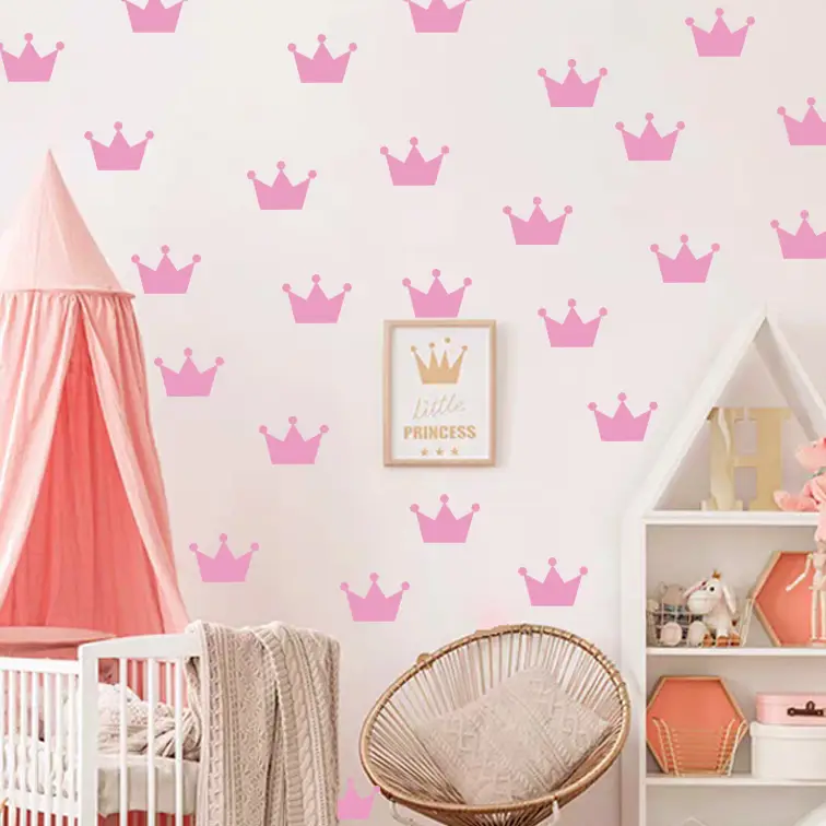 New Style Crown Wall Sticker For Bedroom Children's Room Princess Crown Creative Cute Beautiful Removable Combination Stickers