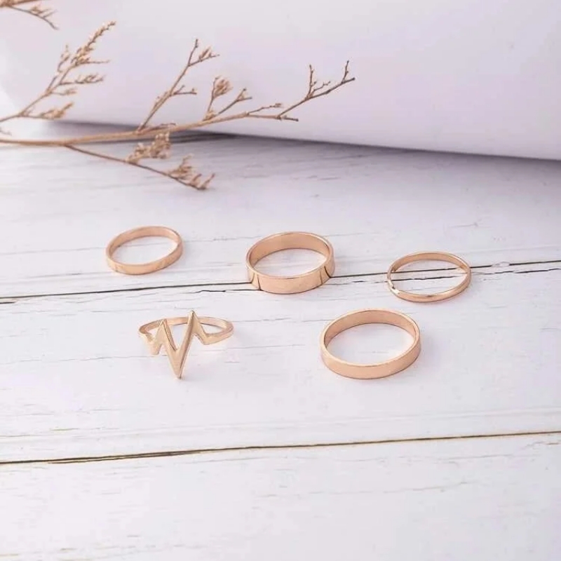 Heart Beat Rings Set
