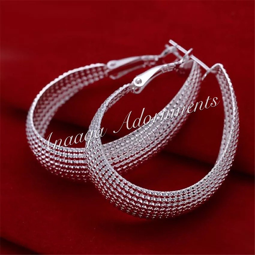 Pear Hoops-Silver