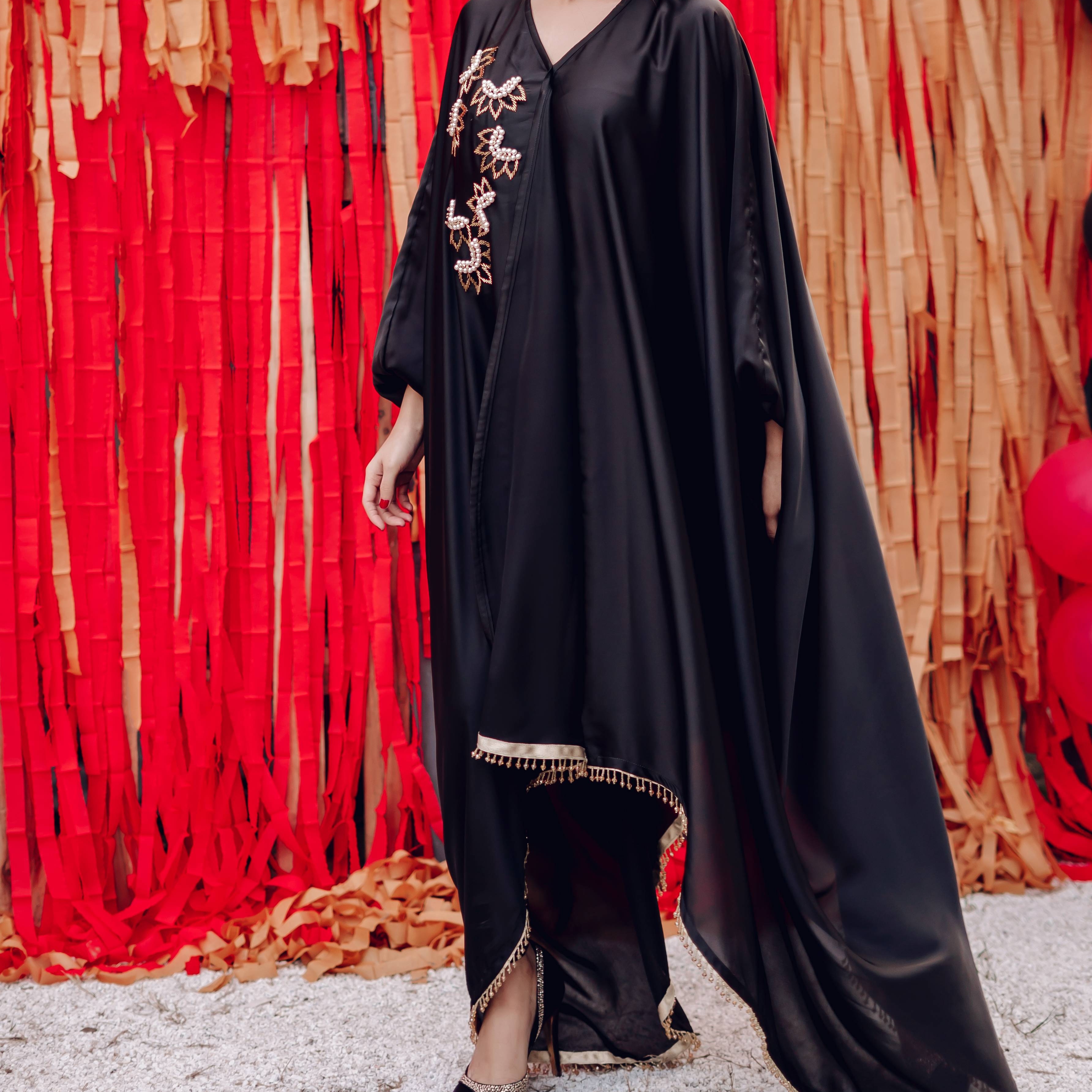 BLK SILK VALENTINE BIASED KAFTAAN (Spe 082)