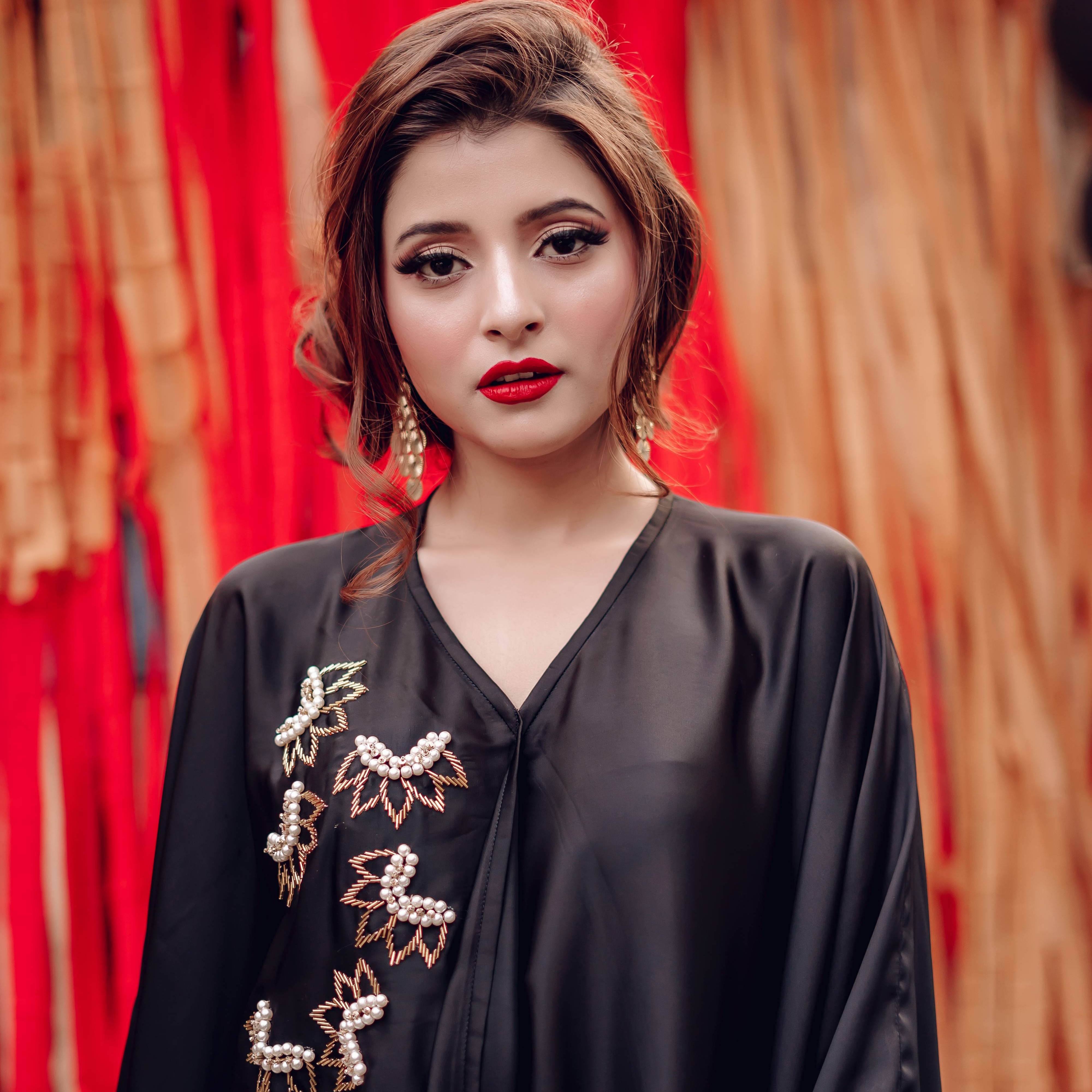 BLK SILK VALENTINE BIASED KAFTAAN (Spe 082)