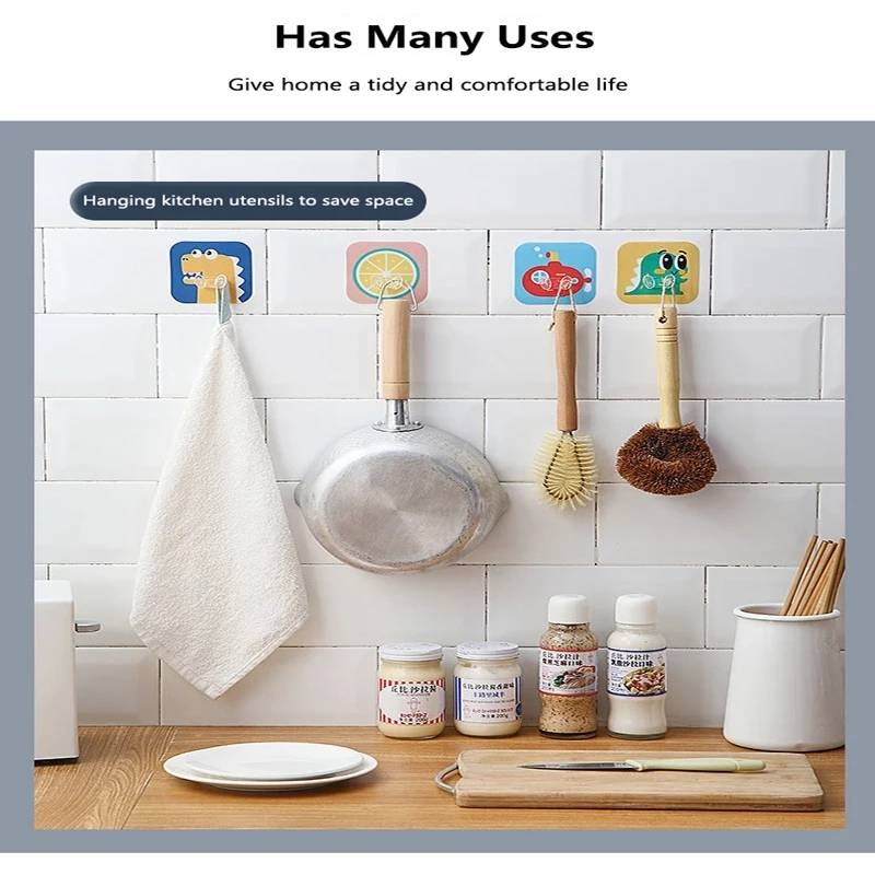 Multi Function Cartoon Animals Wall Strong Adhesive Hooks