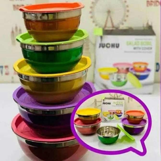 5 Pcs Stainless Steel Bowl Set With Lids