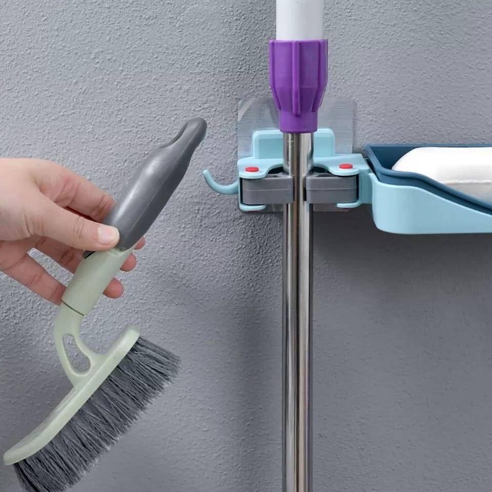 3 In 1 Wall Mounted Soap Dish, Mop Holder & Brush Holder