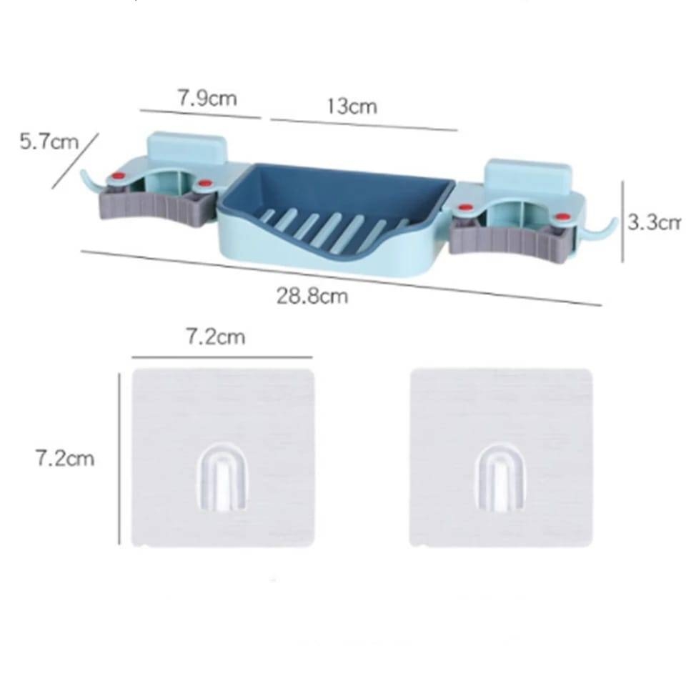 3 In 1 Wall Mounted Soap Dish, Mop Holder & Brush Holder