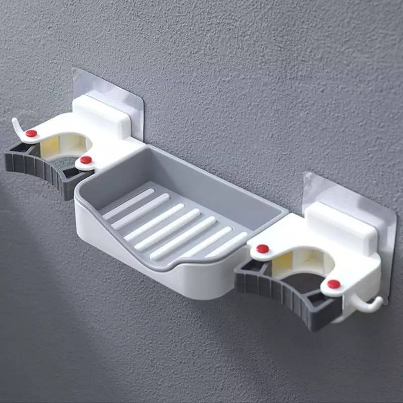 3 In 1 Wall Mounted Soap Dish, Mop Holder & Brush Holder