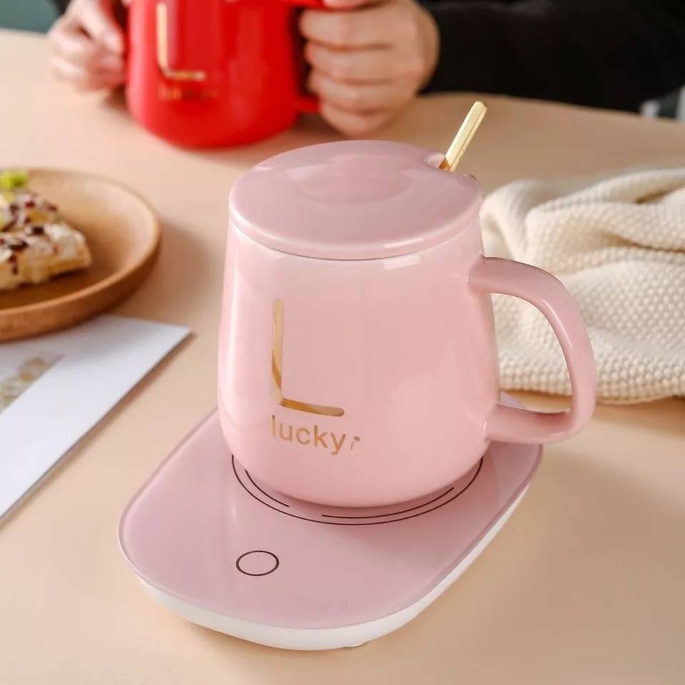Electric Heating Pad With Ceramic Mug, Lid & Spoon