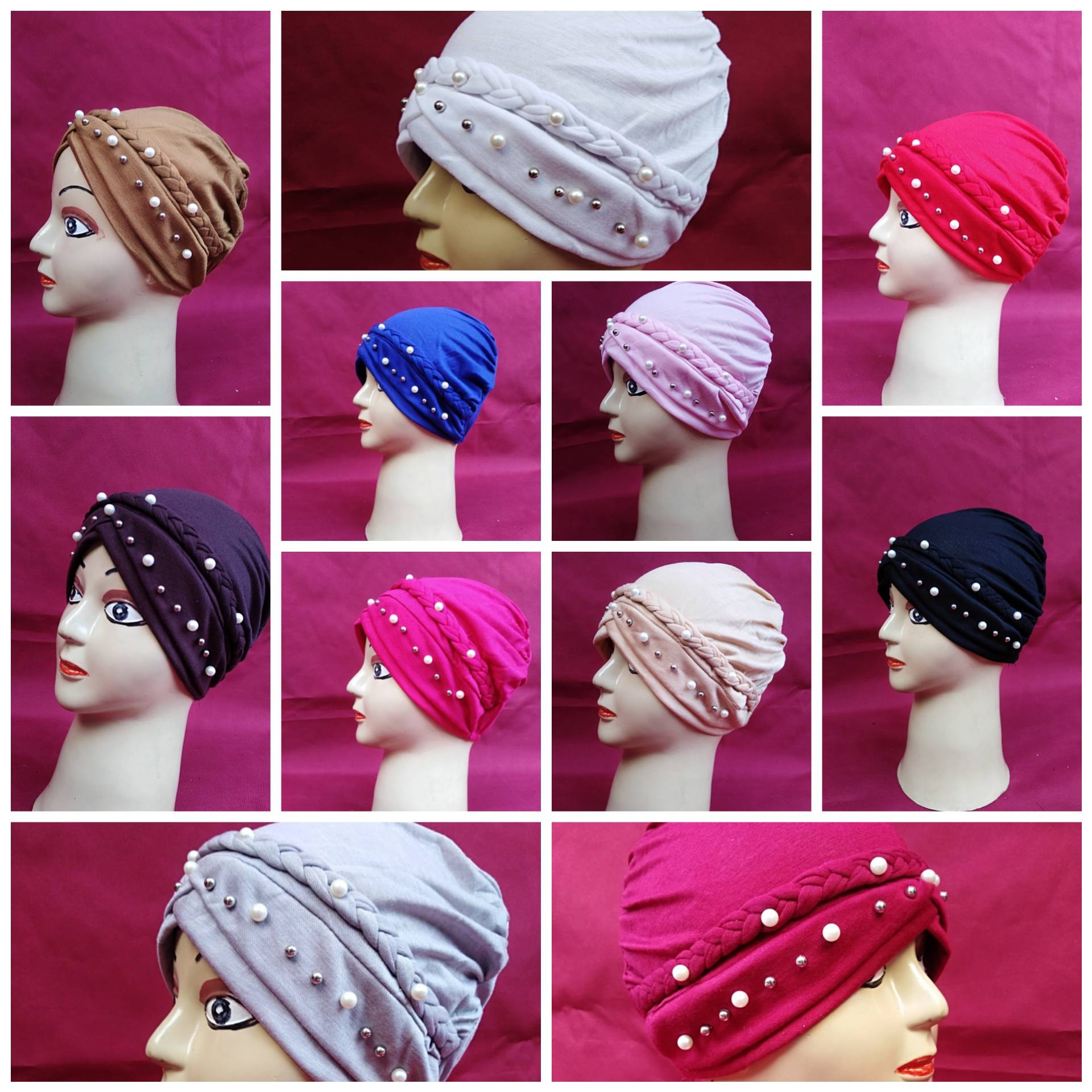 Turban Style Pearl Hijab Cap