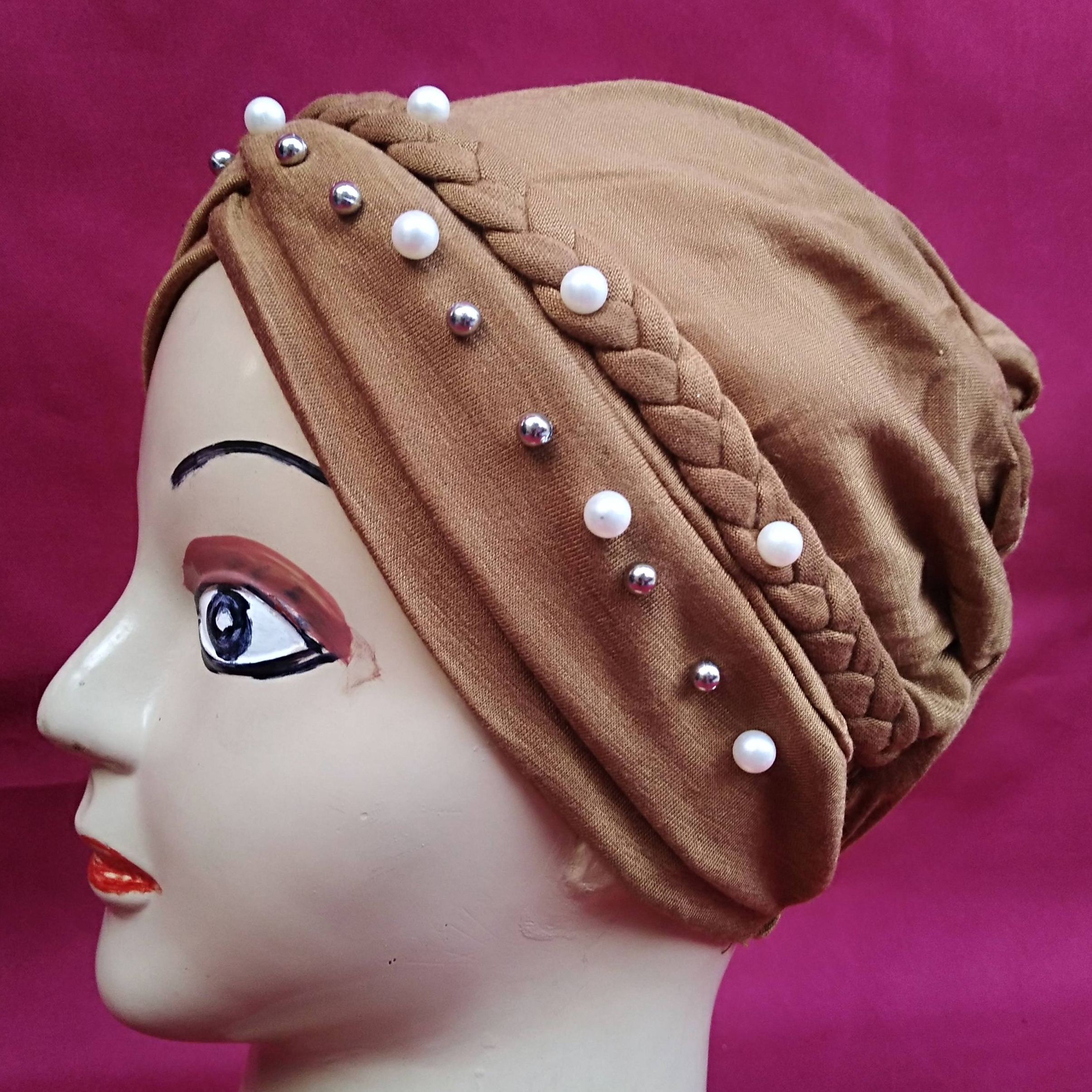 Turban Style Pearl Hijab Cap