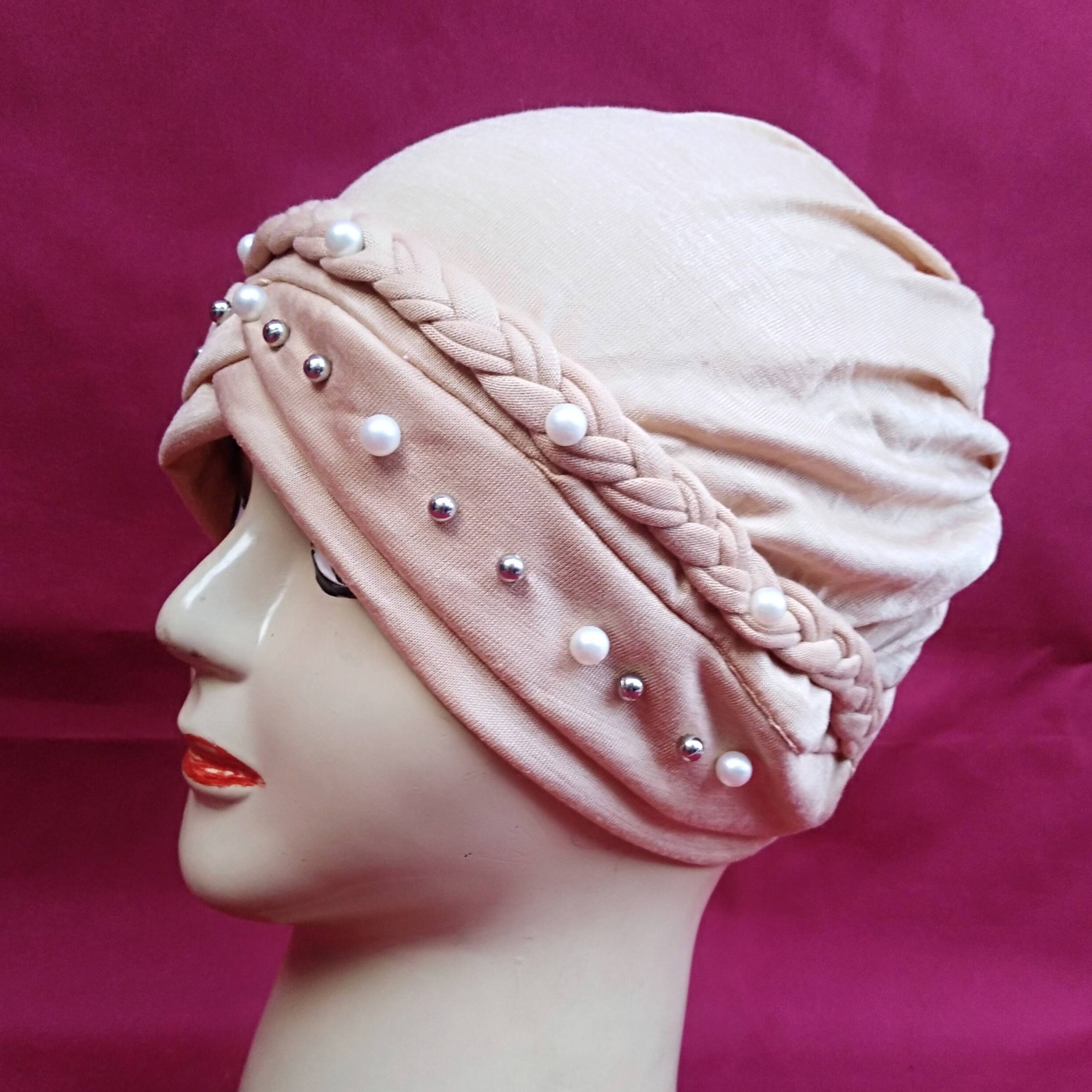 Turban Style Pearl Hijab Cap