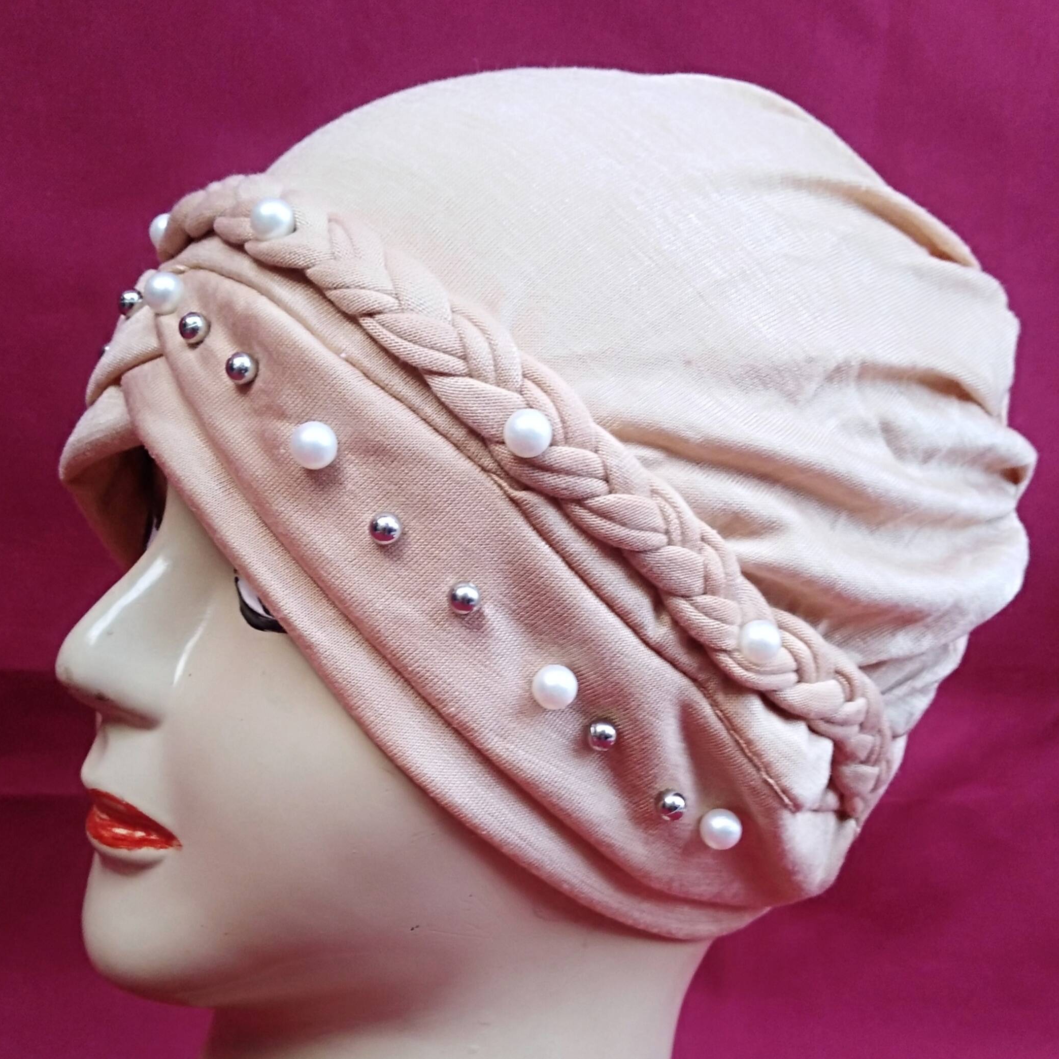 Turban Style Pearl Hijab Cap