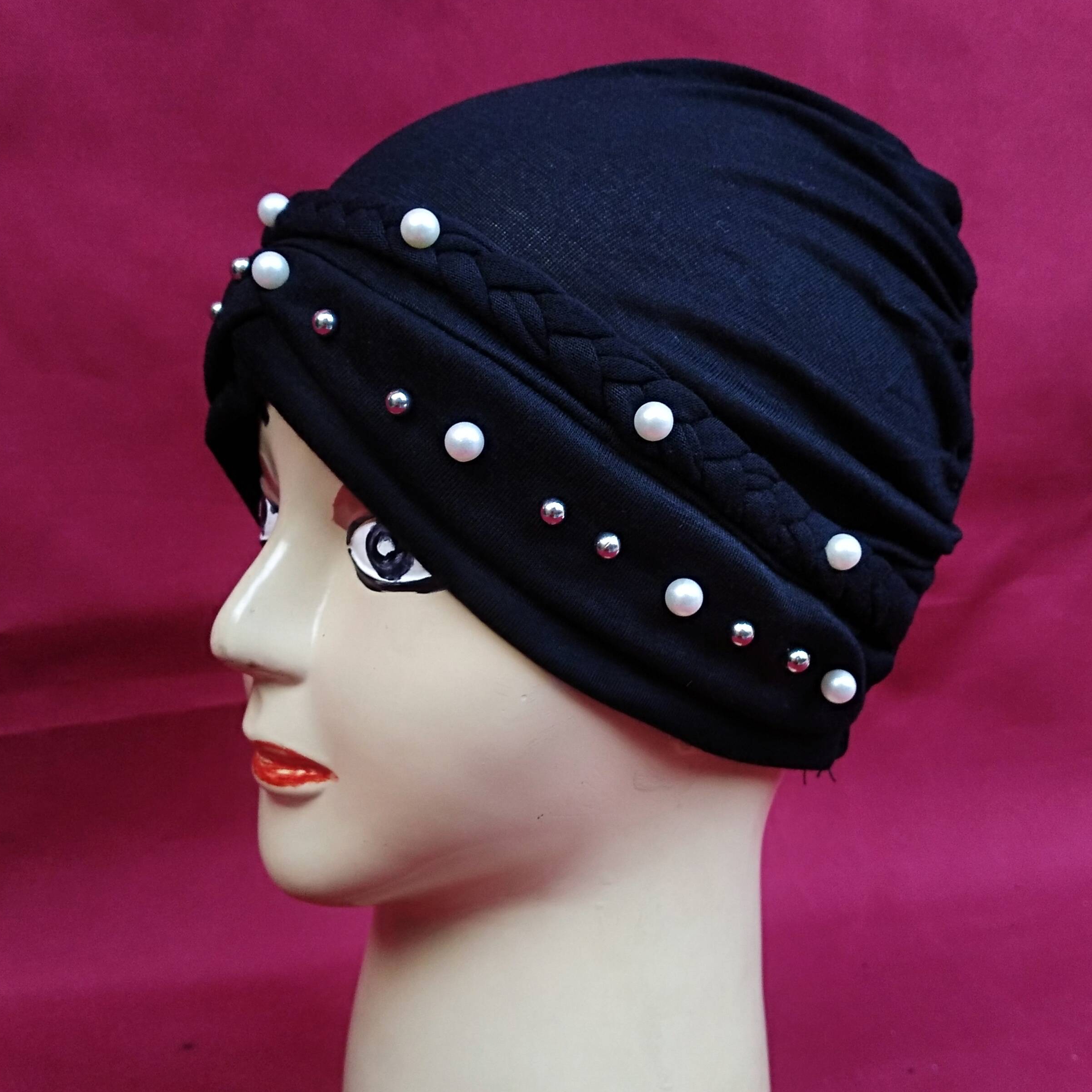 Turban Style Pearl Hijab Cap