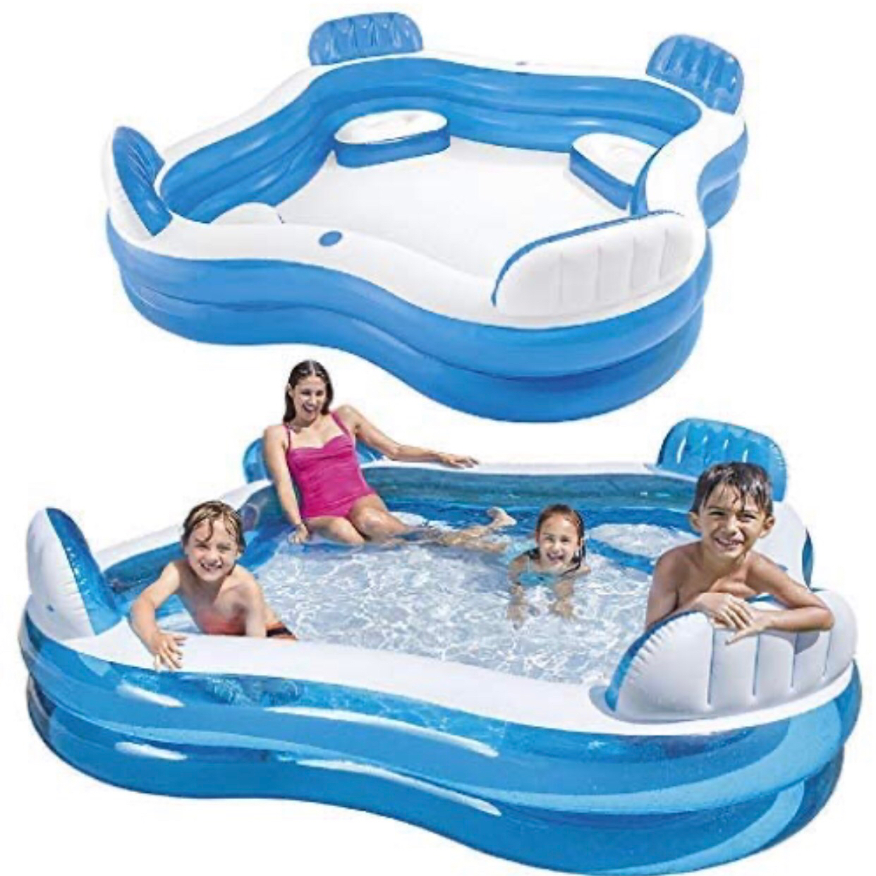Intex Swim Center Family Lounge Inflatable Pool 90 x 90 x26