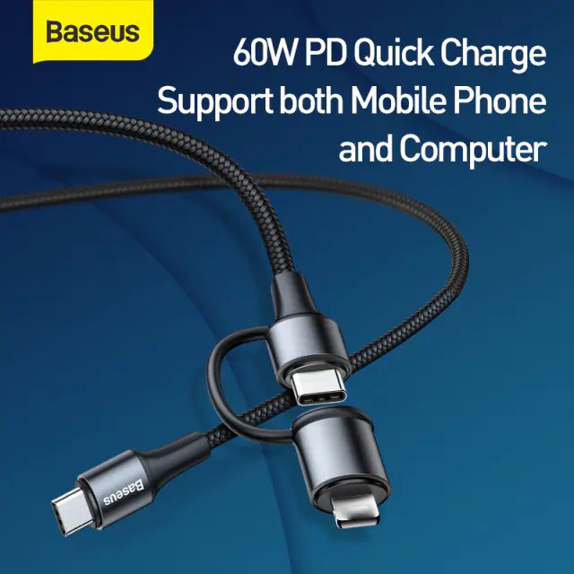 Baseus 2in1 60W Type-C USB Cable +iphone Lighting Connector