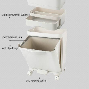 42L Kitchen Gargabe Can Wet Dry Trash Sorting Bin