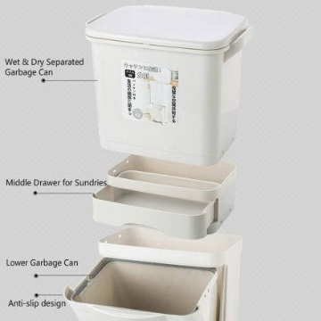 42L Kitchen Gargabe Can Wet Dry Trash Sorting Bin