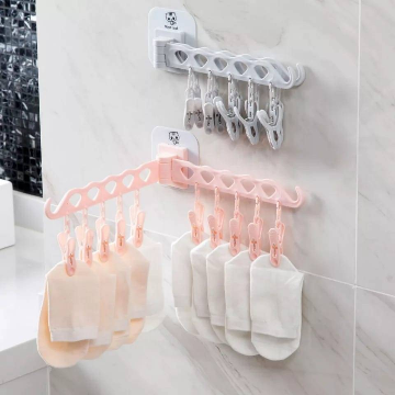 Wall-Mounted Multifunctional Foldable Dryer Clip Hanger