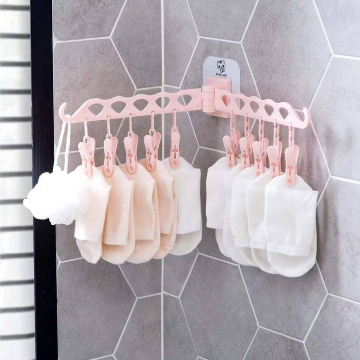 Wall-Mounted Multifunctional Foldable Dryer Clip Hanger