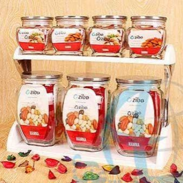 7 Pieces Steel Cap Glass jars Set