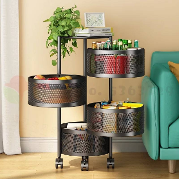 3 4 5 Layer Rotatable Kitchen Utility Trolley With Wheels