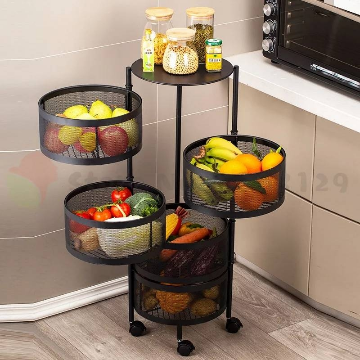 3 4 5 Layer Rotatable Kitchen Utility Trolley With Wheels
