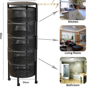 3 4 5 Layer Rotatable Kitchen Utility Trolley With Wheels