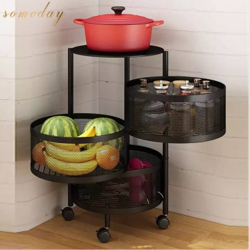 3 4 5 Layer Rotatable Kitchen Utility Trolley With Wheels