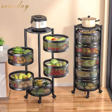 3 4 5 Layer Rotatable Kitchen Utility Trolley With Wheels