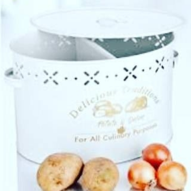 Large compartment luxury metal potato onion bucket