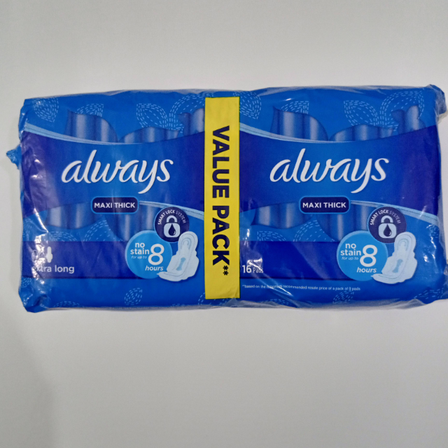 Always Maxi Thick Extra Long Value Pack 16 pads (Blue)