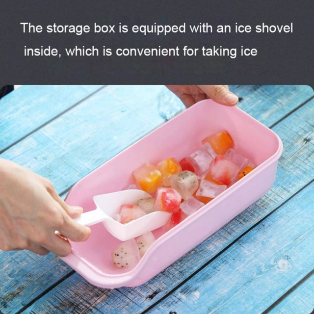 Plastic Ice Tray With Ice Box & Spoon