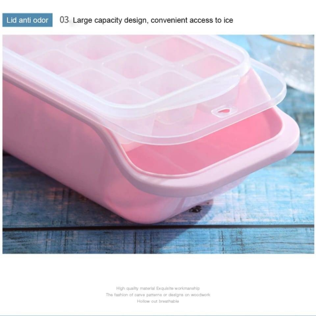 Plastic Ice Tray With Ice Box & Spoon