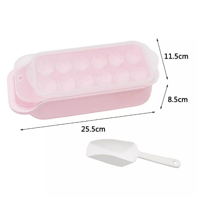 Plastic Ice Tray With Ice Box & Spoon