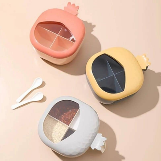 Strawberry Shape 4Part Spice Box With Spoon