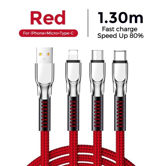 Joyroom 3 in 1 USB Type C Micro USB Iphone Lightning Cable