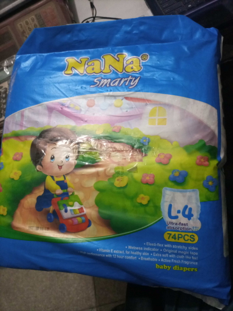 Nana Smarty Baby Diapers Large 74 Pcs Size 4 mega pack