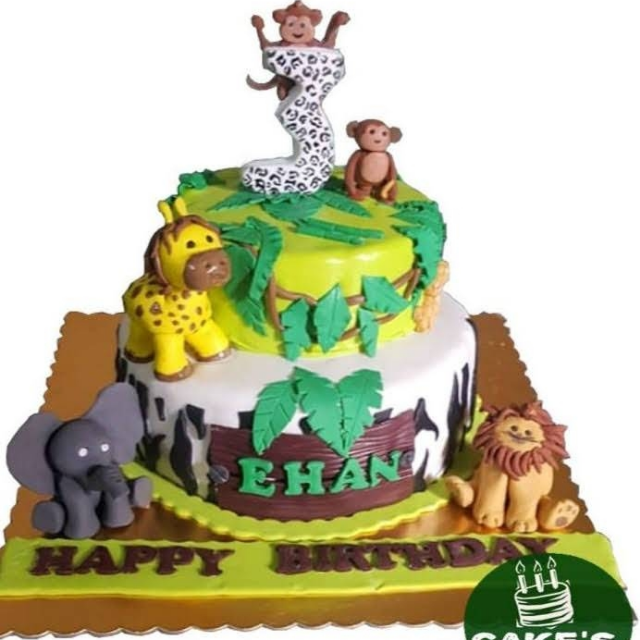 Jungle Animals Theme Cake