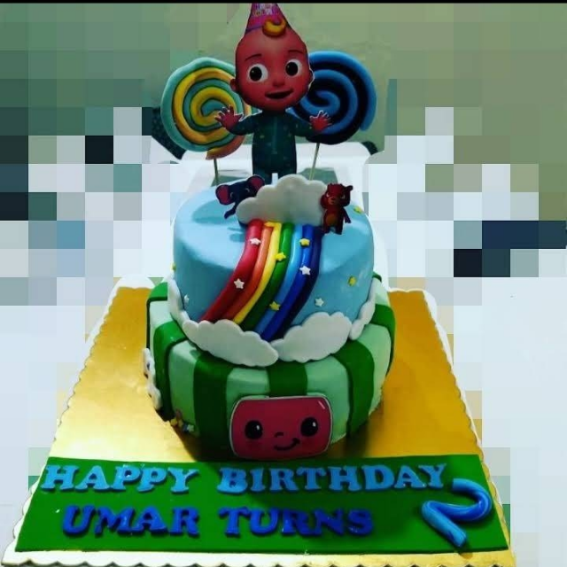 Rainbow Melon Two Tier Birthday Cake