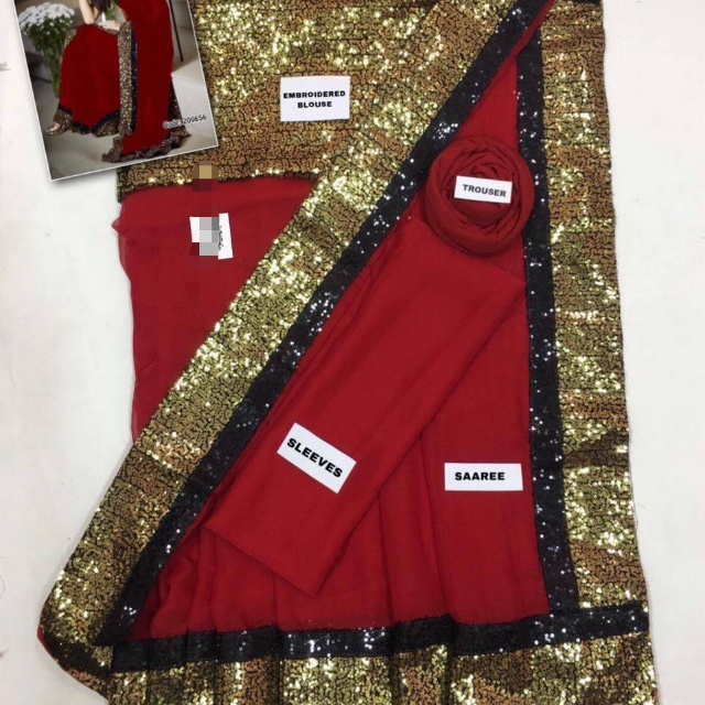 Myntra Embroidered Chafoon Saree