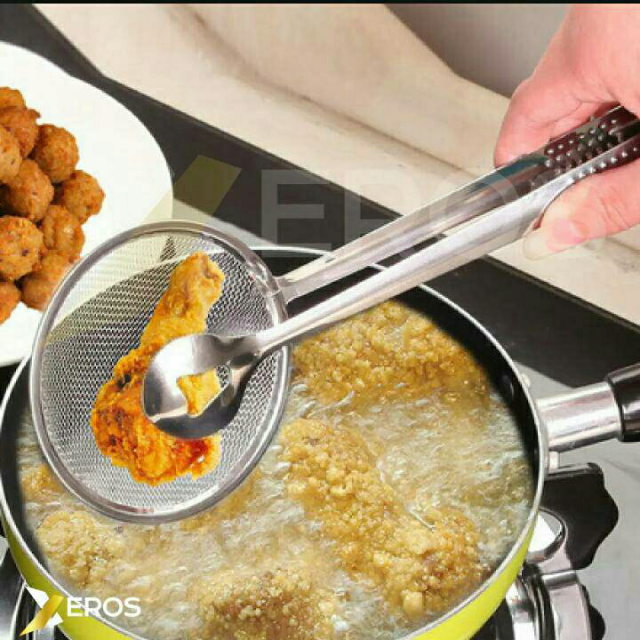 Frying Spoon Tong Stainless Steel Kitchen Fryer Grill Griper