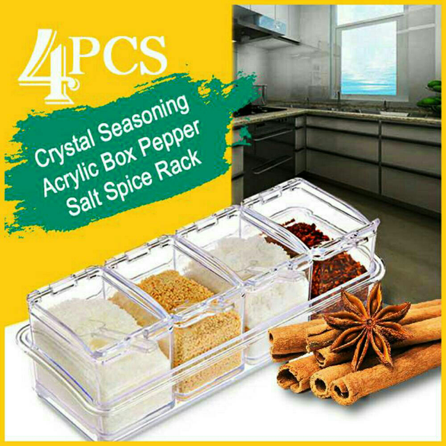 Spice Jars Acrylic Crystal Spices Condiments Rack Set