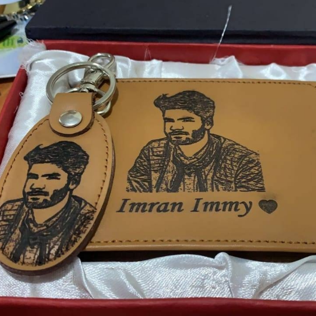 Customized Wallet And Keychain With Picture & Name