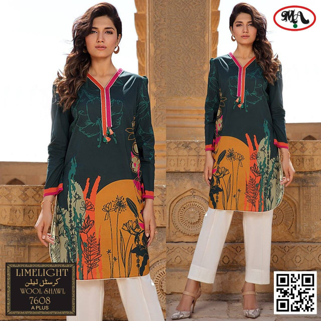 Lime Light Linen 3pcs With Wool Shawl