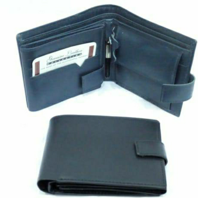 J.j Cow Leather Wallet With Button.