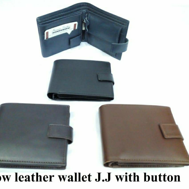 J.j Cow Leather Wallet With Button.