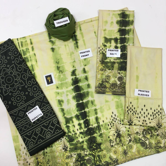 Linen With  Tie&Dye And Churni Dupatta 3PC