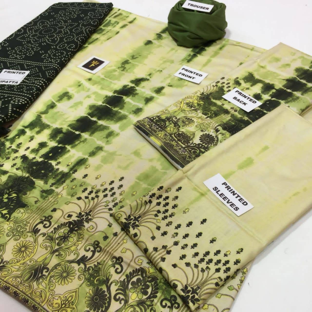 Linen With  Tie&Dye And Churni Dupatta 3PC