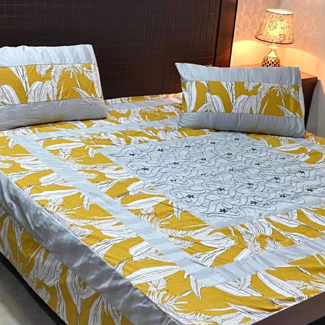 Center Embroidered Bed Sheet 3 PC