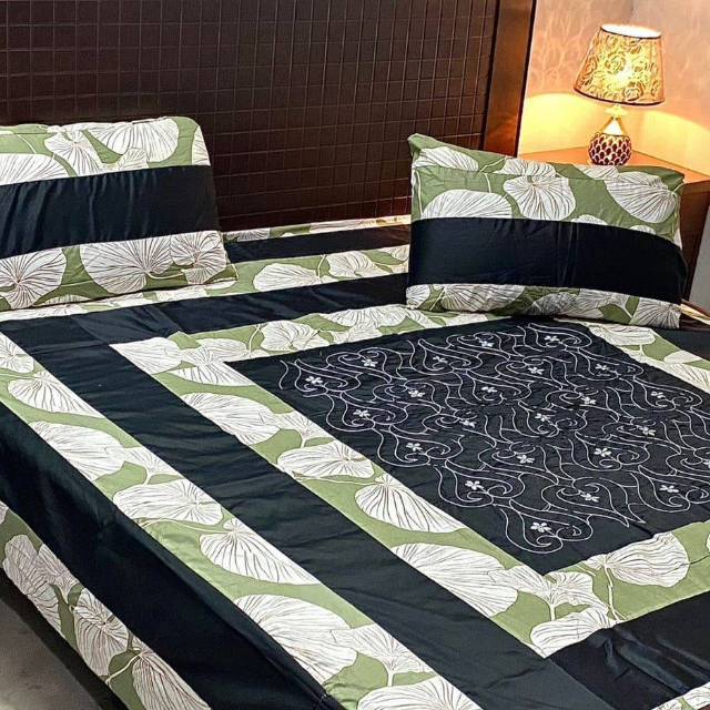 Center Embroidered Bed Sheet 3 PC